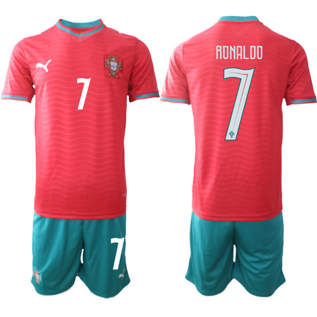Portugal Team #7 Ronaldo Red 2026 World Cup Home Soccer Jersey Suit