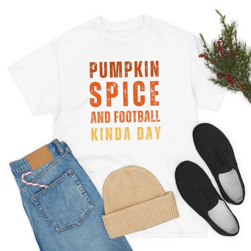Pumpkin Spice And Football Kinda Day Unisex Heavy Cotton Tee