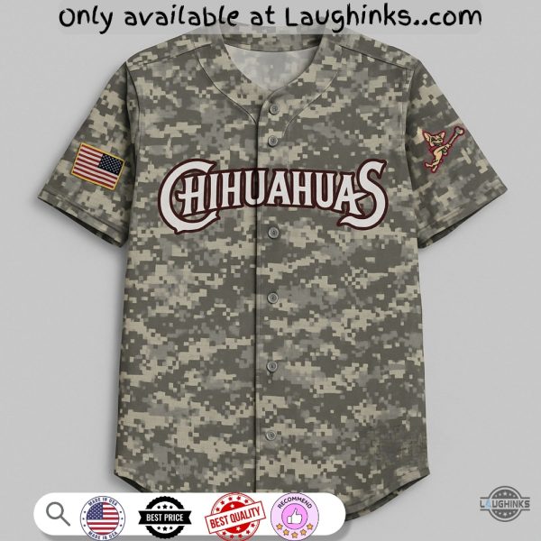 Rare Russell Athletic El Paso Chihuahuas Home Camo Jersey Shirt Replica