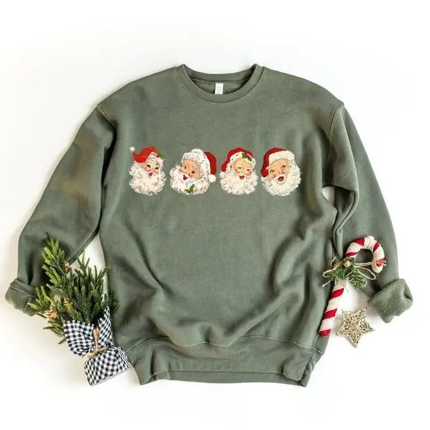 Retro Cheerful Santa Tshirt, Santa Merry Christmas Shirt, Vintage Santa Claus Graphic Tee, Xmas Women Men Gift, Classic...