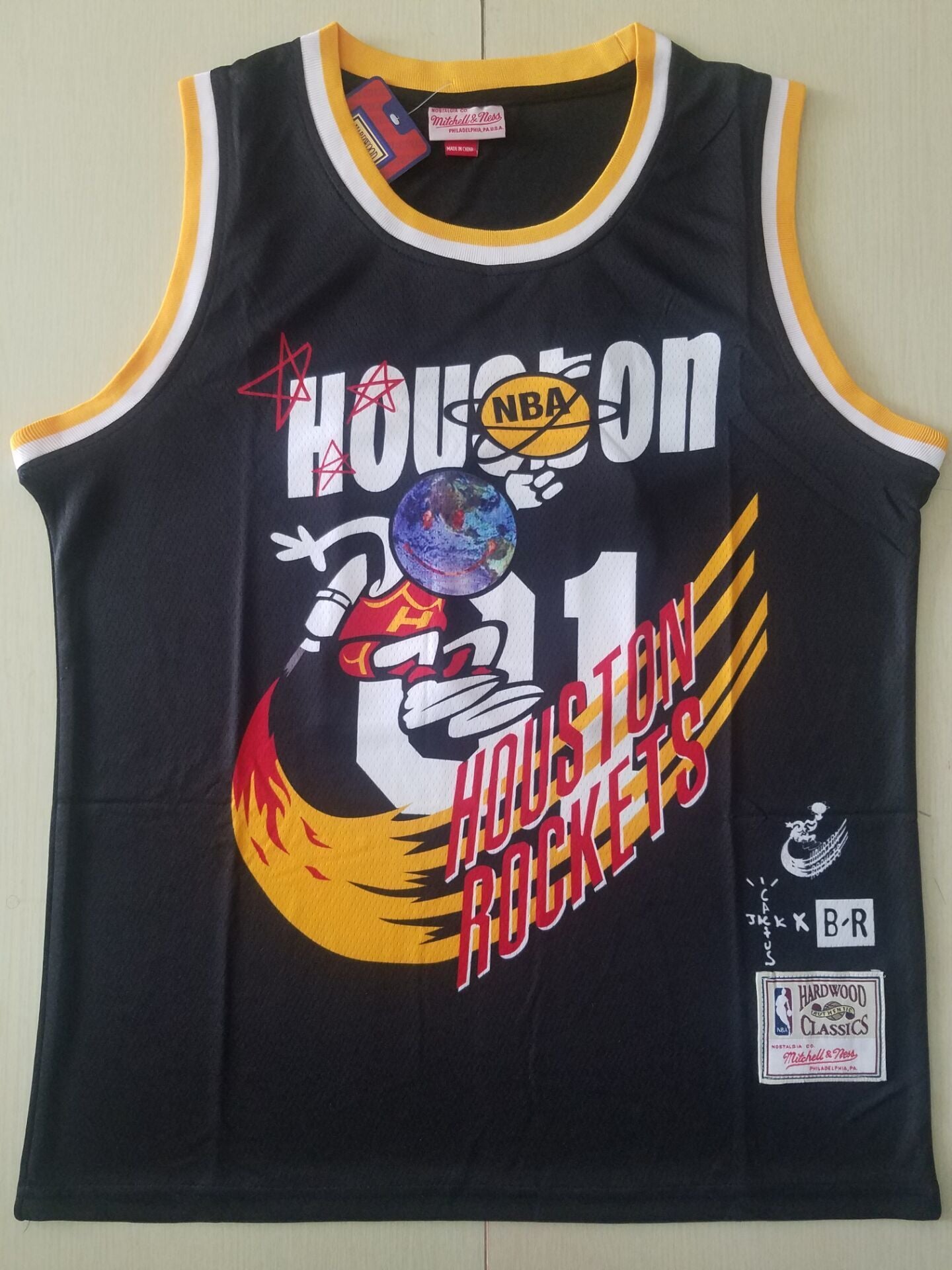 Rockets #01 JACK Travis Scott Mitchell Ness Bleacher Report Rockets Collaboration Jersey Style 4