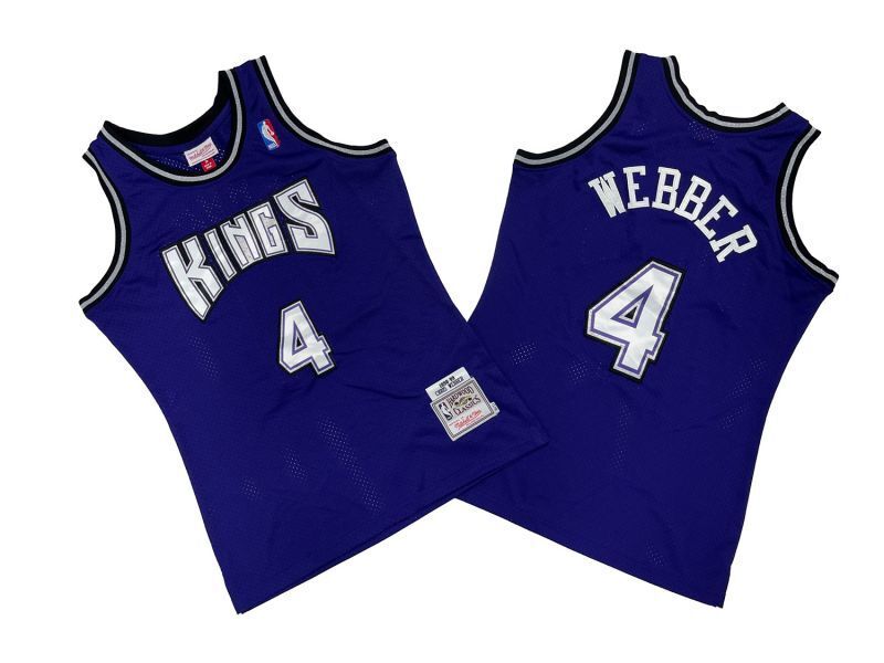 Sacramento Kings #4 Chirs Webber Kings 4 # Purple 98-99 Season Mitchell Retro Jersey -- Chris . Webber Style 1