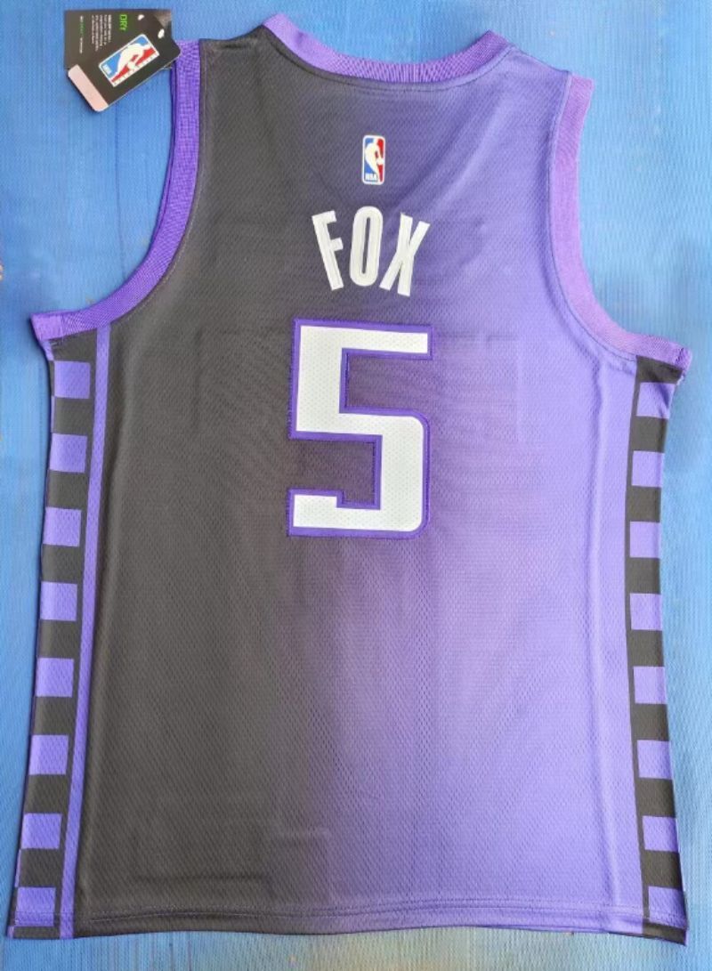 Sacramento Kings #5 De'Aaron Fox New Season Kings 5 Purple Black Style 1