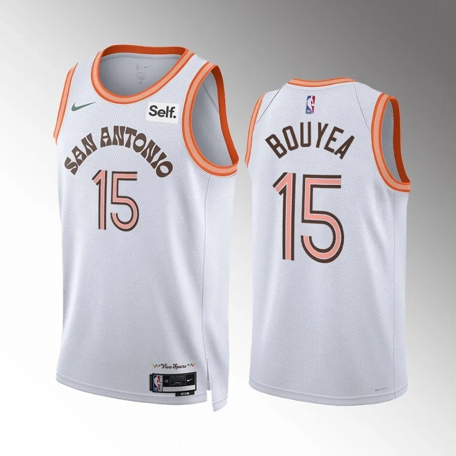 San Antonio Spurs #15 Jamaree Bouyea 2023-24 White City Edition Men Jersey Style 1