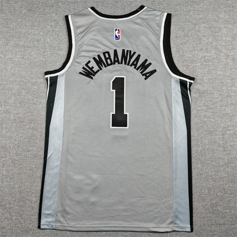 San Antonio Spurs #1 Victor Wembanyama 26 Spurs 1 Gray Style 3