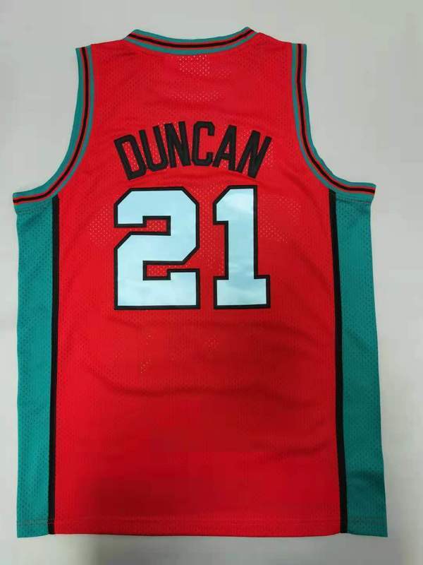San Antonio Spurs #21 Tim Duncan 1998-99 jersey red Style 1