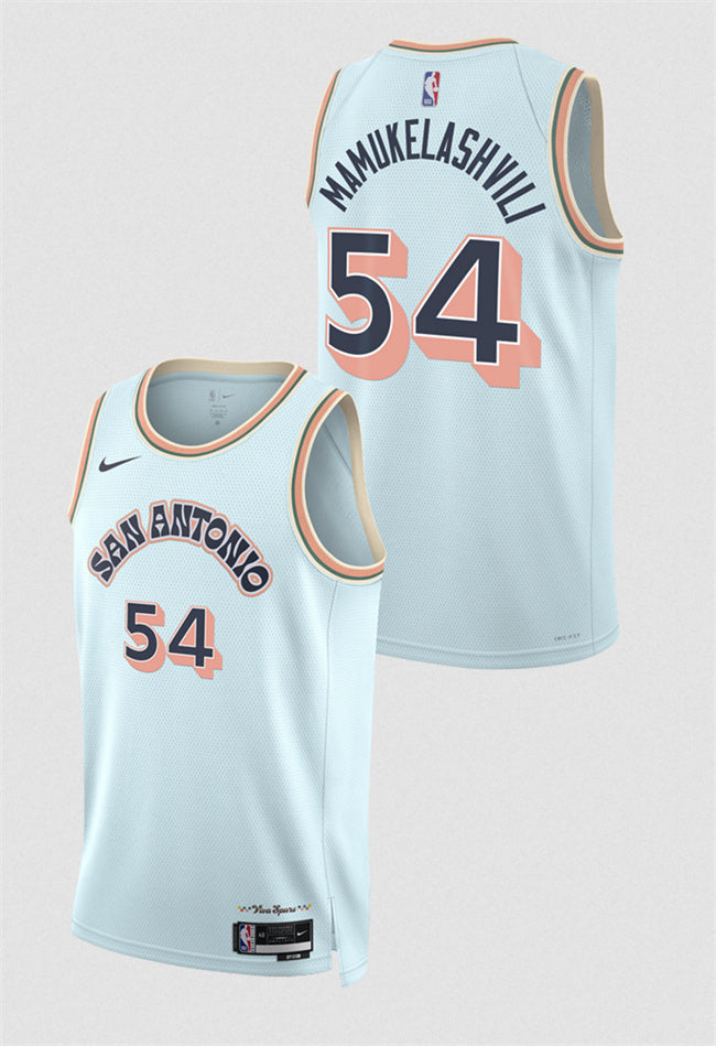 San Antonio Spurs #54 Sandro Mamukelashvili Light Blue 2024 25 City Edition