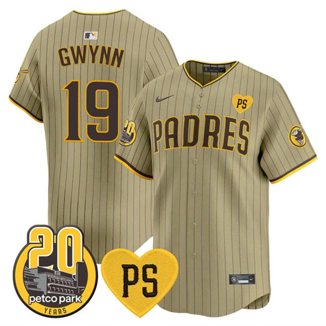 San Diego Padres #23 Fernando Tatis Jr. Tan 'For Peter' And Petco Park 20th Patch