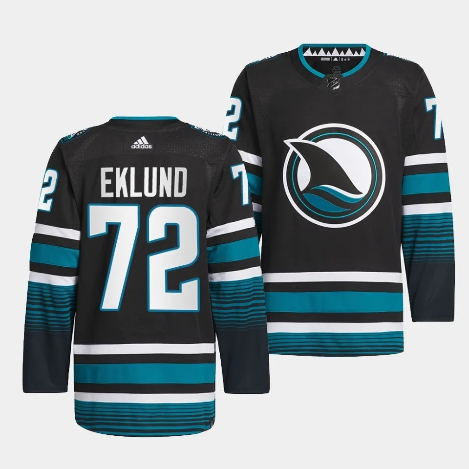 San Jose Sharks #72 William Eklund 2023-24 Cali Fin 3rd Alternate Jersey Style 2