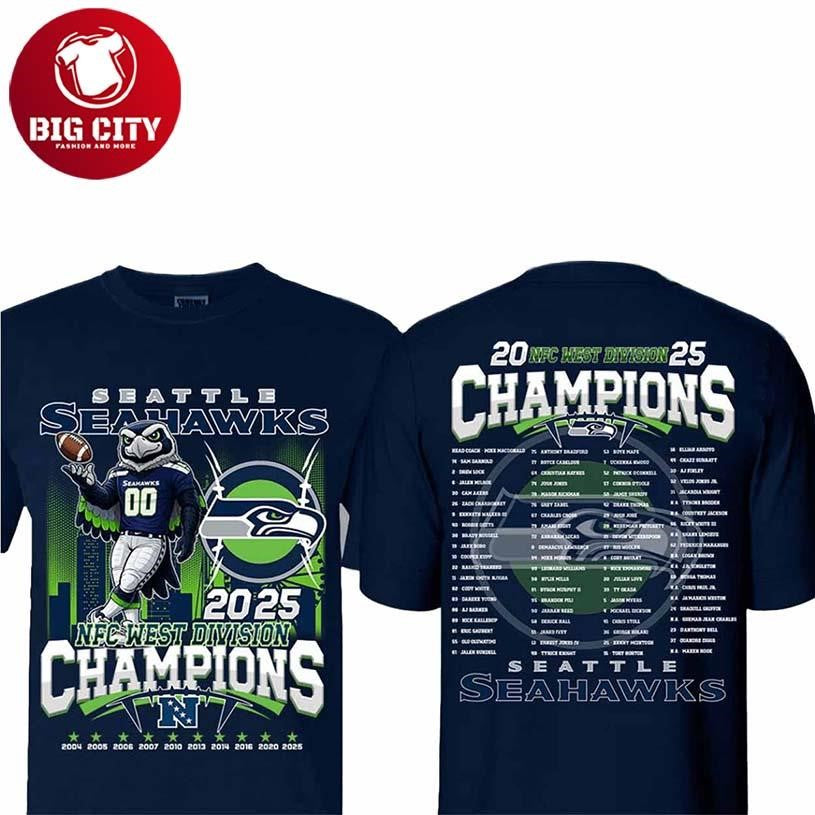 Seahawks NFC West Division Champions 2025 Two Sided Shirt
