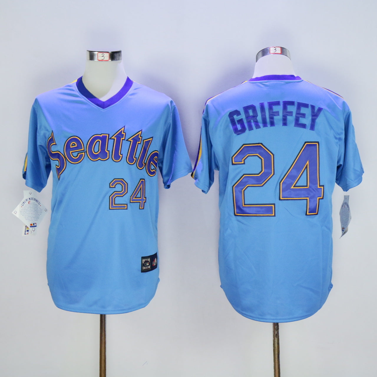 Seattle Mariners #24 Ken Griffey Mariners 24 Blue Retro Style 1