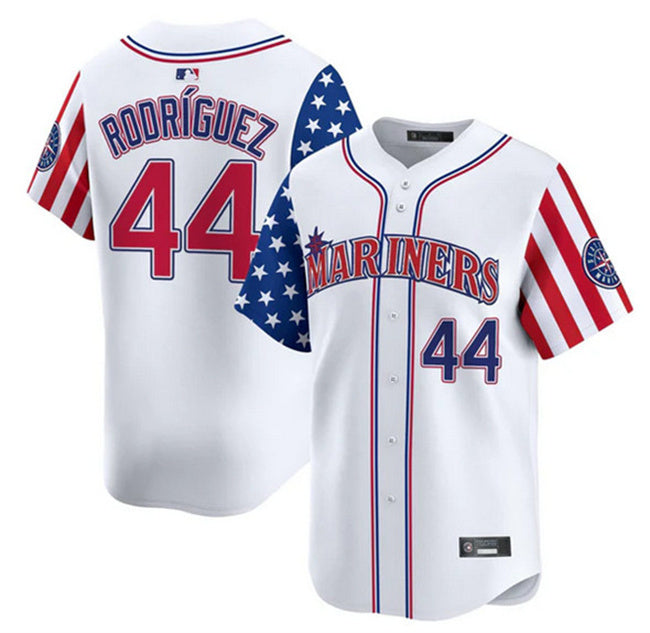 Seattle Mariners #44 Julio Rodríguez White 2025 Independence Day Limited