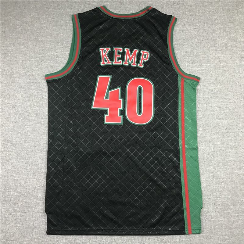 Seattle SuperSonics #40 Shawn Kemp Supersonics 40 Plaid Retro Black Style 2