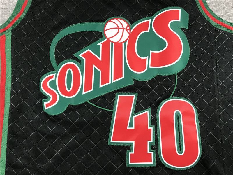 Seattle SuperSonics #40 Shawn Kemp Supersonics 40 Plaid Retro Black Style 3