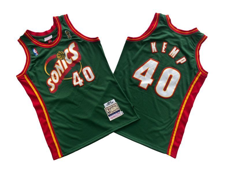 Seattle SuperSonics #40 Shawn Kemp Supersonics 40 # Green 95-96 Season Mitchell Retro Jersey --. Kemp