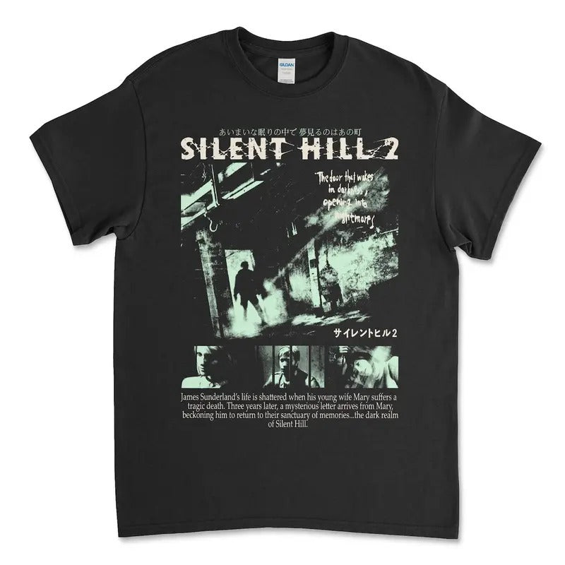 Silent Hill 2 Black T-Shirt Tee Horror Survival Retro Gaming Konami Cotton Fashion Menswear Top Hoodie, Sweatshirt