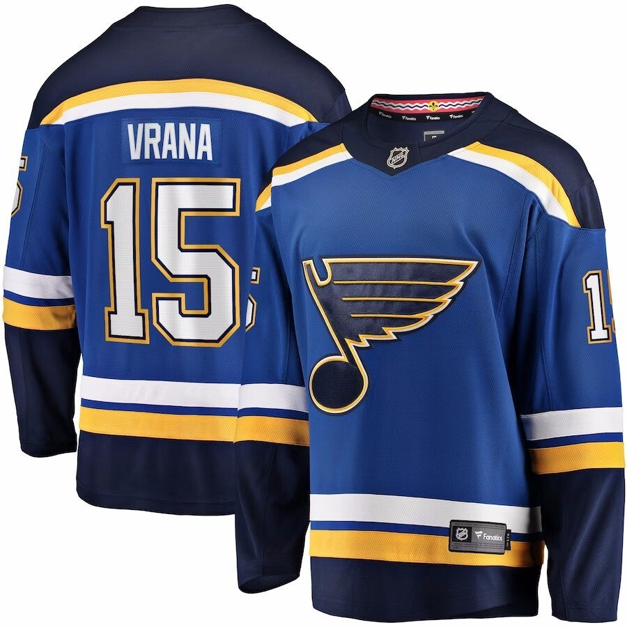 St. Louis Blues #15 Jakub Vrana Branded Home Breakaway Jersey - Blue