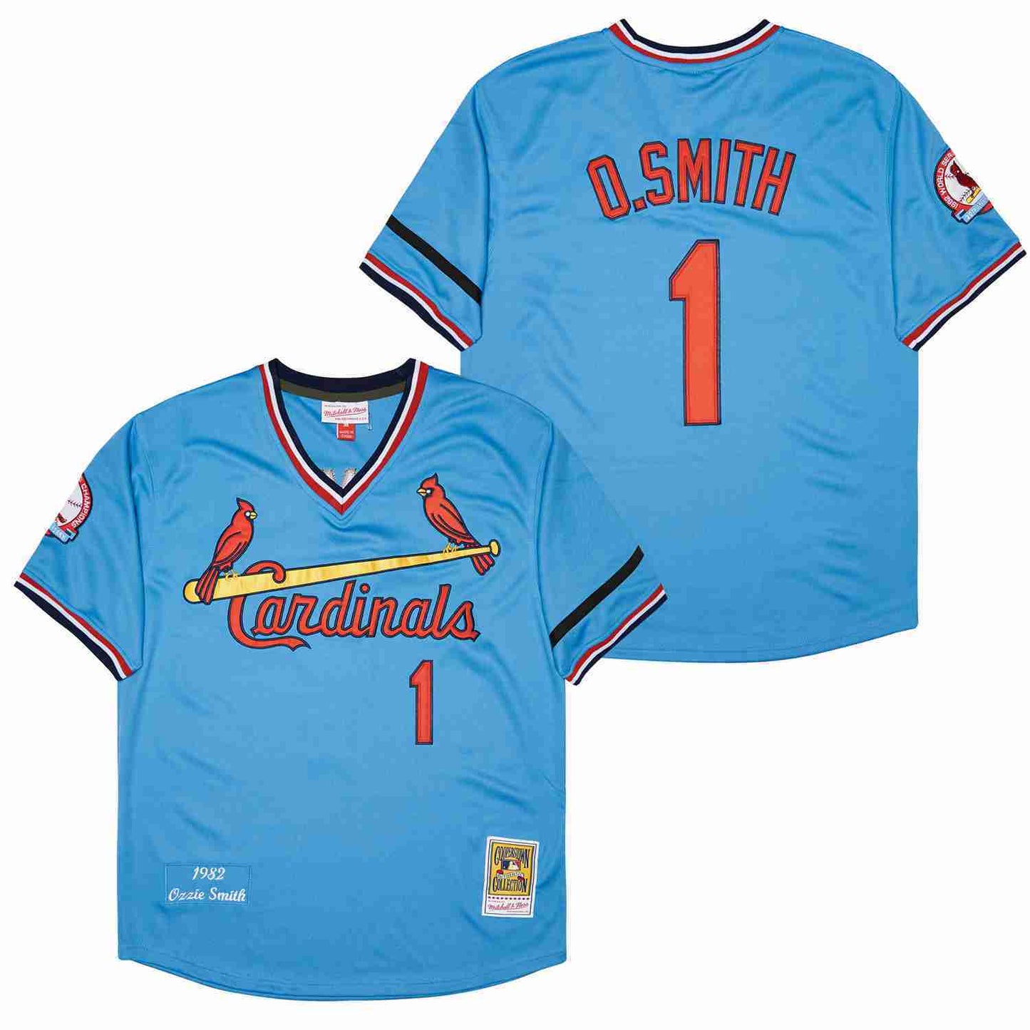 St. Louis Cardinals #1 Ozzie Smith Cardinals 1 Blue Pullover 1982 Retro