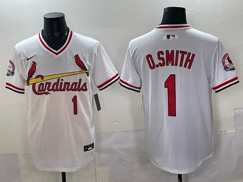St. Louis Cardinals #1 Ozzie Smith Red Retro Adult Style 1