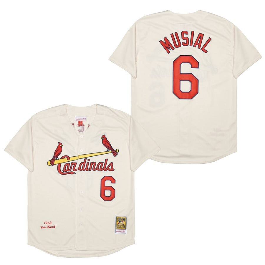 St. Louis Cardinals #6 Stan Musial Cardinals 6 Off-White 1963 Retro