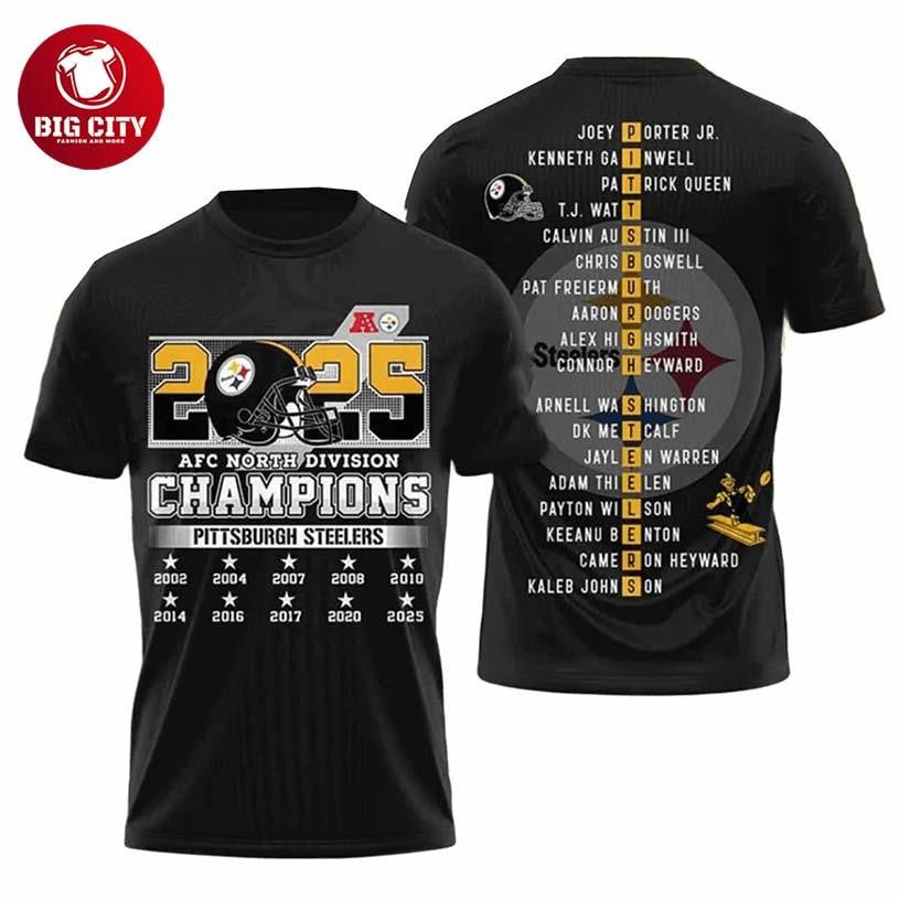 Steelers AFC North Division Champions 2025 Two Sided Shirt