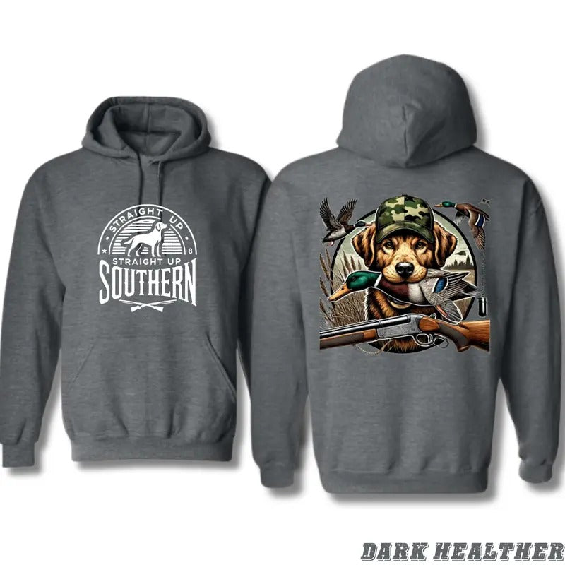 Straight Up Southern Hoodie - Hunting Dog Holding a Duck, Ideal for Waterfowl Enthusiasts and Hunters, Hoodie for Both...