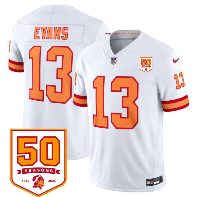 Tampa Bay Buccaneers #13 Mike Evans White 2025 F.U.S.E. 50th Anniversary Patch
