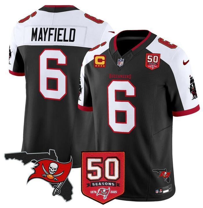 Tampa Bay Buccaneers #6 Baker Mayfield Black Alternate F.U.S.E. 50th Season & 4-Star C