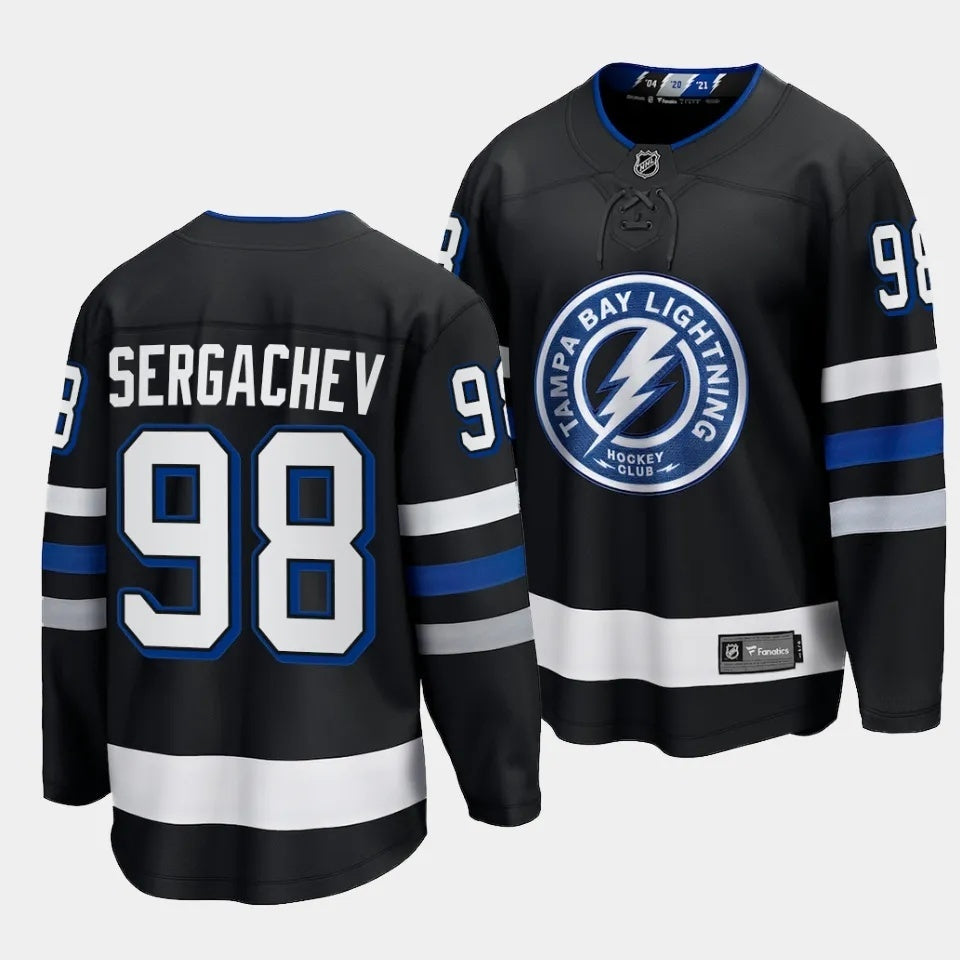 Tampa Bay Lightning #98 Mikhail Sergachev 2023-24 Alternate Black Style 1