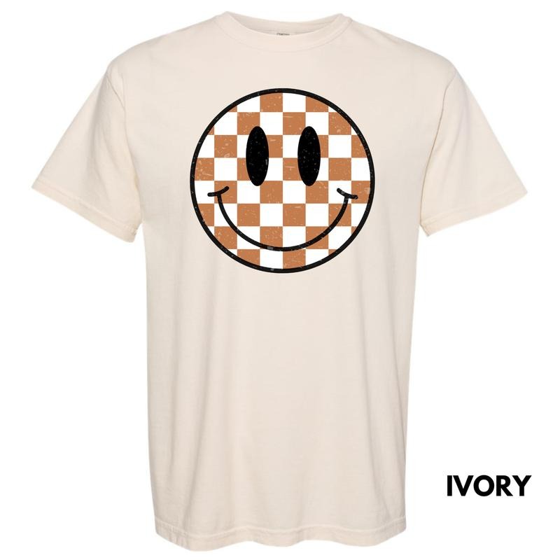 Tan Checkered Happy Face Comfort Colors T-Shirt 'NLB' Hoodie, Sweatshirt | WearSparks.com