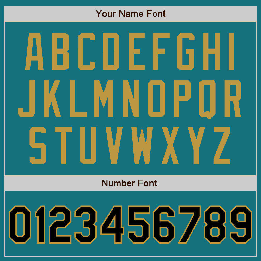 Custom Teal Black-Old Gold Authentic Baseball Jersey