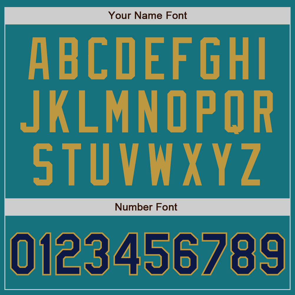 Custom Teal Navy-Old Gold Authentic Baseball Jersey