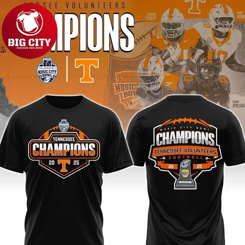 Official Tennessee Volunteers Music City Bowl Champions 2025 Two Sided Shirt