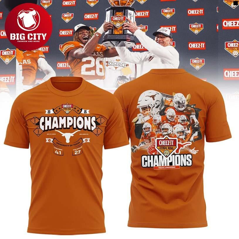 Texas Longhorns Cheez-It Citrus Bowl Champions 2025 NCAA Two Sided Shirt