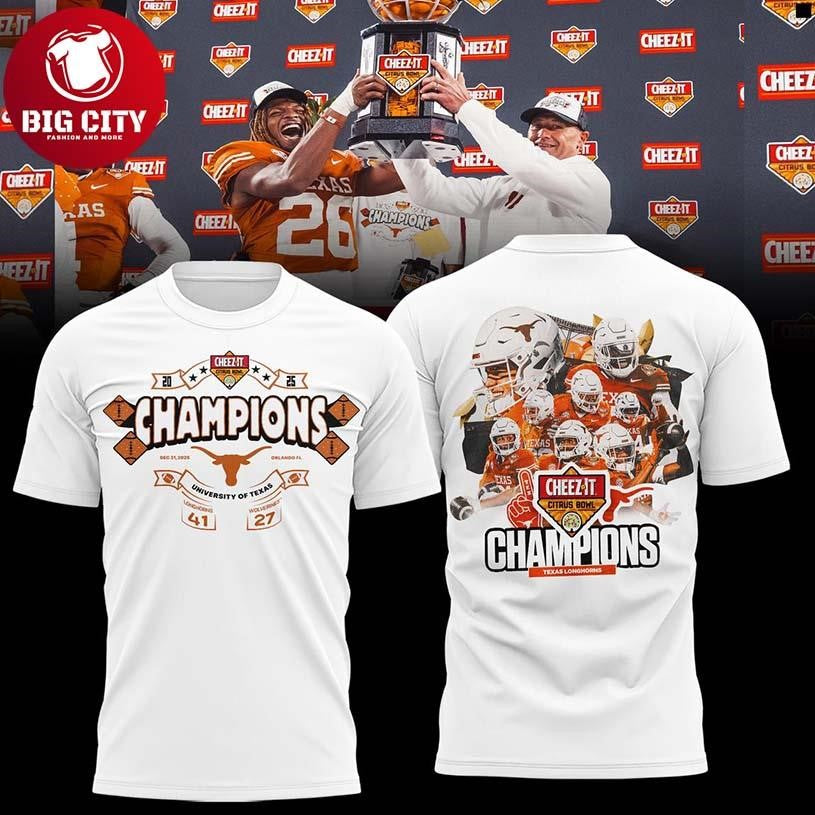 Texas Longhorns NCAA Cheez-It Citrus Bowl Champions 2025 Two Sided Shirt