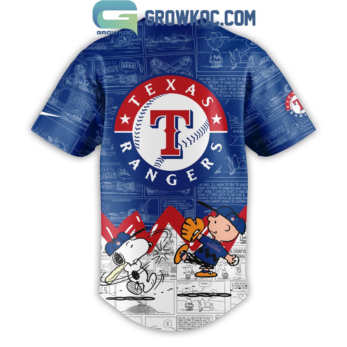 Texas Rangers Peanuts 75th Anniversary Baseball Jersey