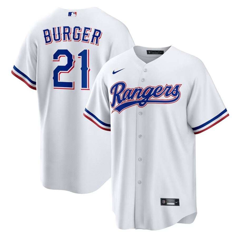 Texas Rangers #31 Jake Burger Home Replica Jersey - White