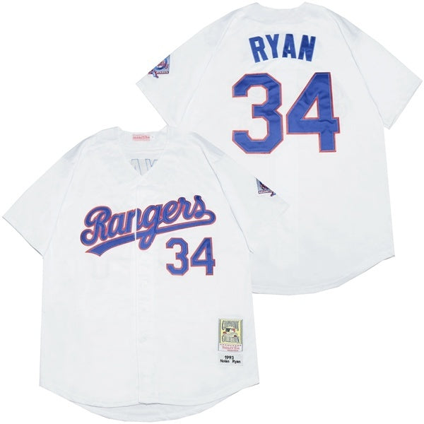 Texas Rangers #34 Nolan Ryan Rangers 34 White 1993 Retro