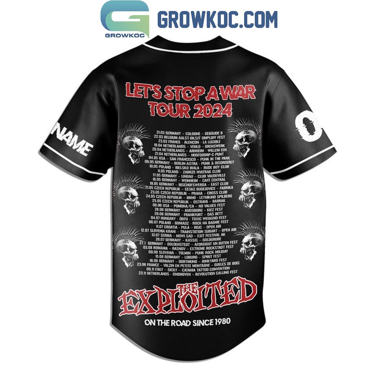 The Exploited Let’s Stop A War Tour 2024 Personalized Baseball Jersey