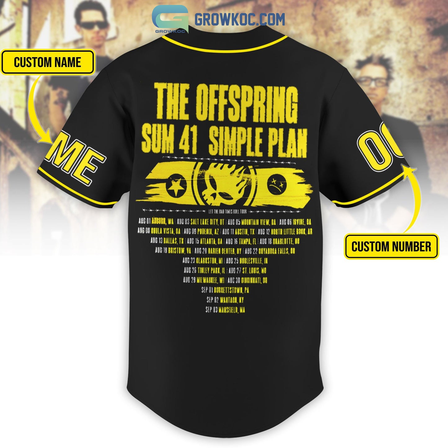 The Offspring Sum 41 Simple Plan Personalized Baseball Jersey