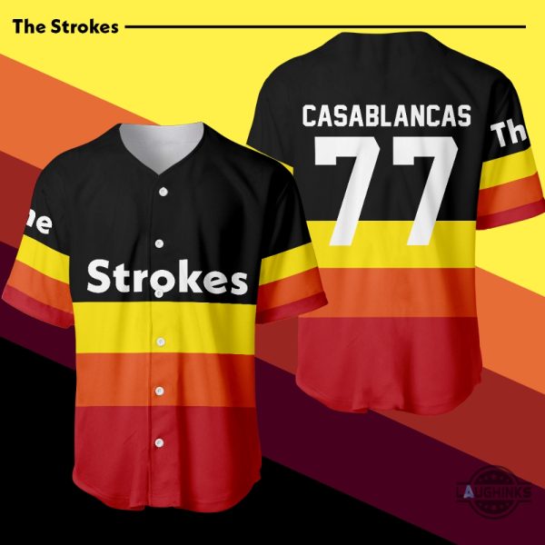 The Strokes Baseball Jersey Casablancas 77 Jersey Shirts The Strokes Cool Vintage Band Retro Baseball Uniform Strokes Album Tour 2024 Gift