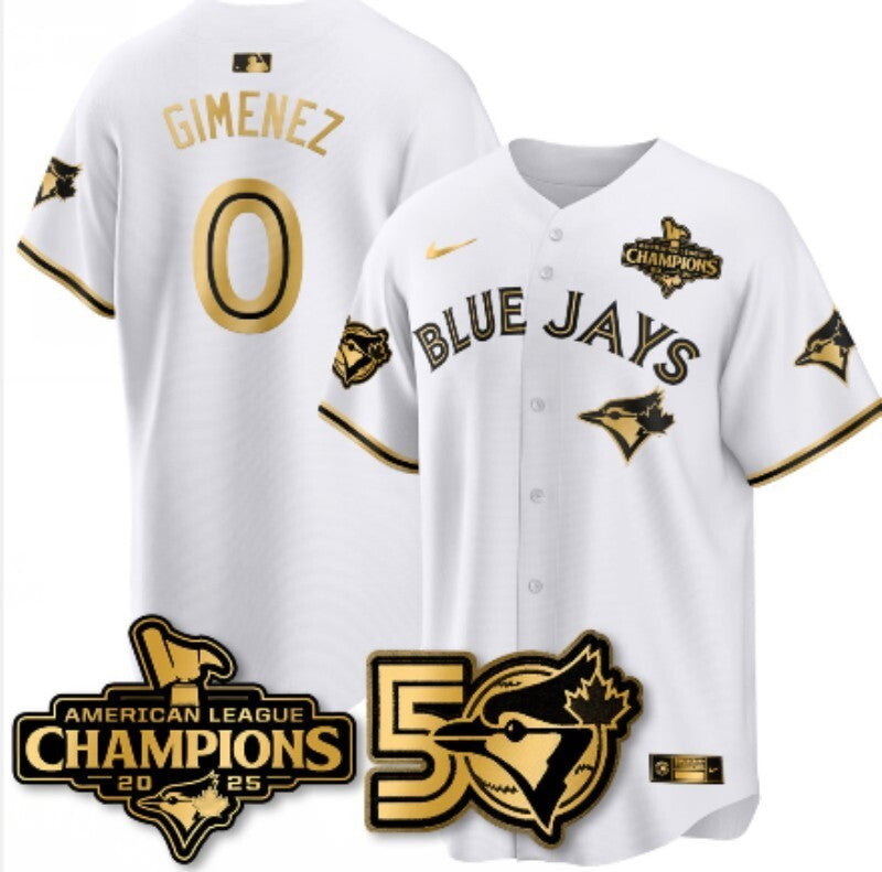 Toronto Blue Jays #0 Andres Gimenez Blue Jays Gold Text