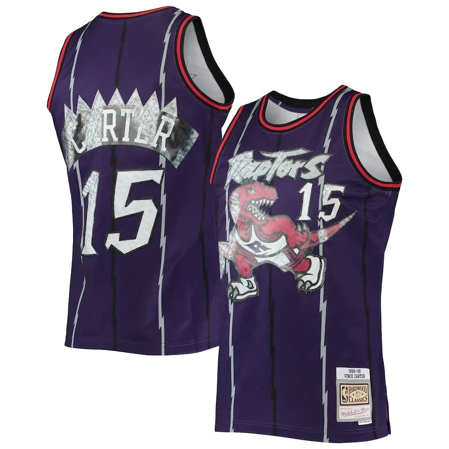Toronto Raptors #15 Vince Carter Mitchell & Ness 1998-99 Hardwood Classics 75th Anniversary Diamond Swingman Jersey - Pu