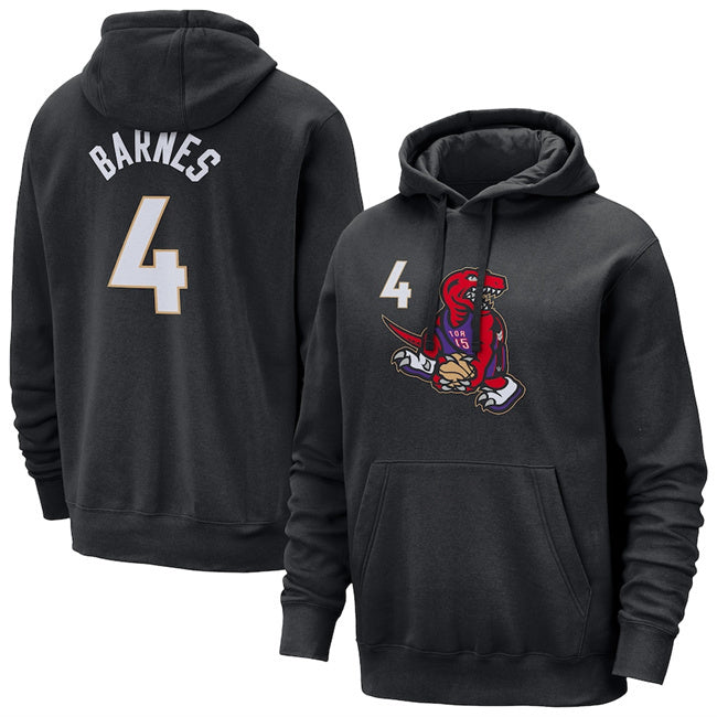 Toronto Raptors #4 Scottie Barnes Black 2024 25 City Edition Pullover Hoodie