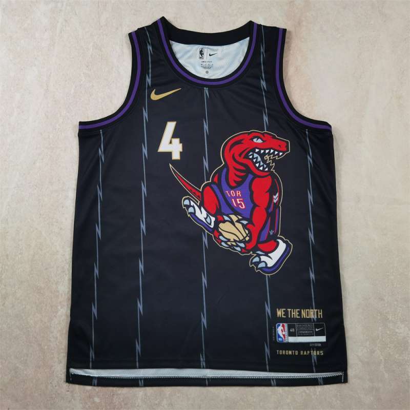 Toronto Raptors #4 Scottie Barnes Hot Press Raptors 4 Black City Edition s-xxl Style 2