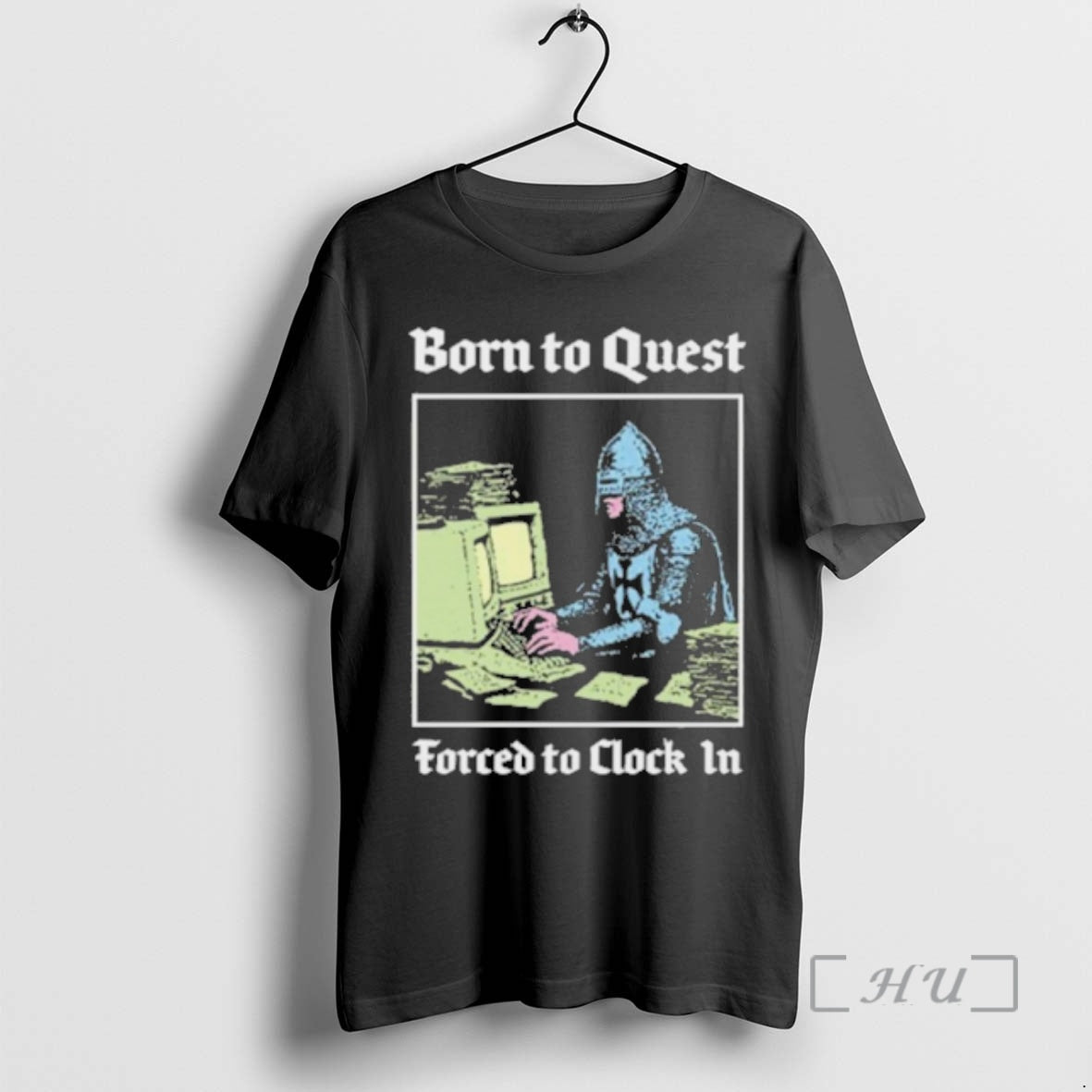 Trending Born To Quest Forced To Clock In Knight Computer T-Shirts, Hoodie, Sweatshirt | WearSparks.com
