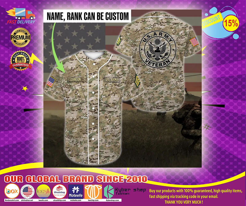 US army veteran custom name Baseball Jersey