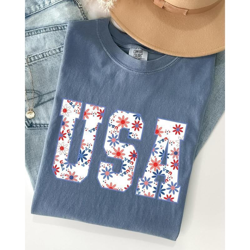 USA, Floral, Flowers, America, Patriotic, Summer, 4th of July, Independence Day Shirt, Tee, Tshirt Hoodie, Sweatshirt