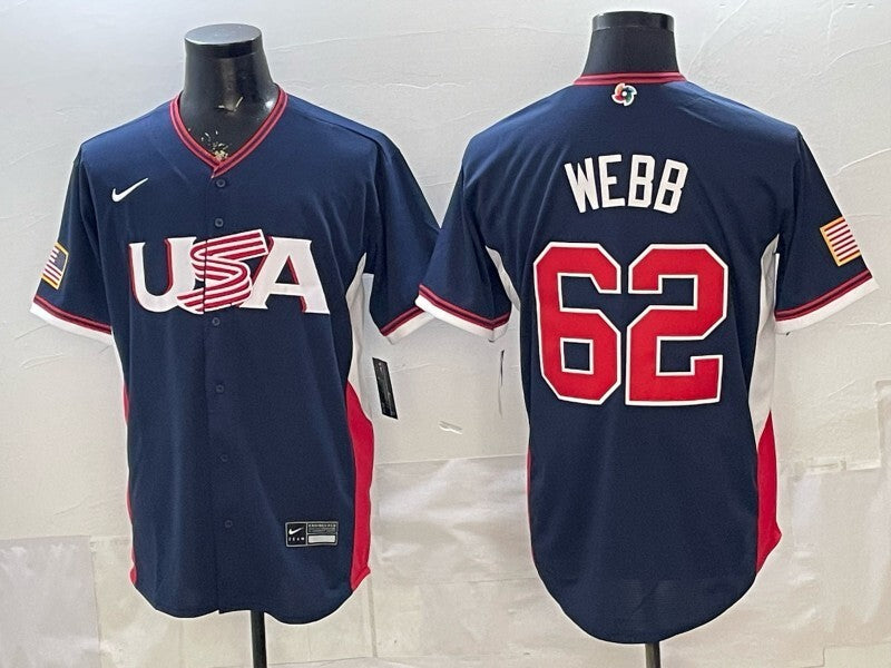 USA Baseball #62 Logan Webb White 2026 World Baseball Classic 26 World Cup