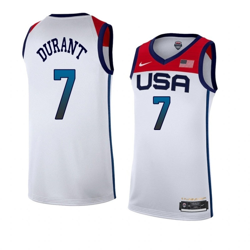 USA Dream Team 14 #7 Durant Tokyo Olympics Team USA White Style 8